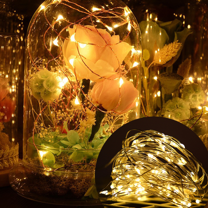 Рождественские украшения 30 светодиодных светодиодов Сказочные светильники Медные проволочные дерево дерево праздник открытая садовая лампа Гарленда Свадебная вечеринка 220901
