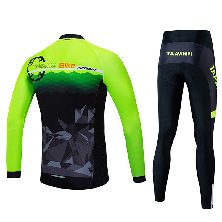 2024 Pro Black Green Mens Winter Cycling Jersey Set Long Sleeve Mountain Bike Cycling Clothing Breattable Mtb Bicycle Clothes Wear Suit M22