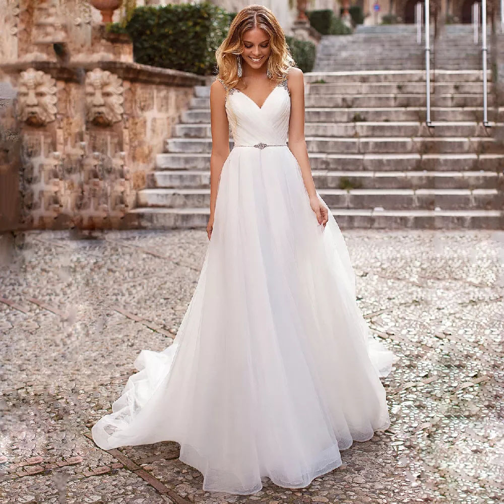 Vestido de noiva sem backless spaghetti 2022 Rhinestones Crystal Vestido de noiva Real Made personalizado