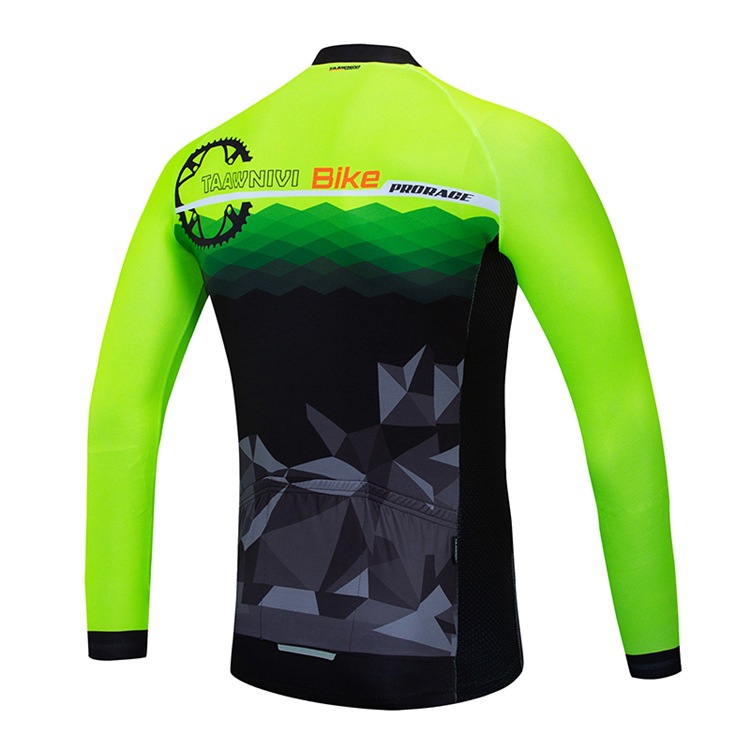 2024 Pro Black Green Mens Winter Cycling Jersey Zestaw Long Rękaw górski