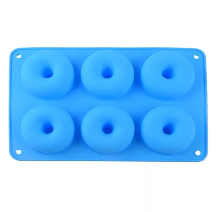 Silicone Donut Pan 6 Cavidade Donuts Baking Moldes Non Stick Cake Biscoit Bagels Bandejas de moldes de cozinha SN4847