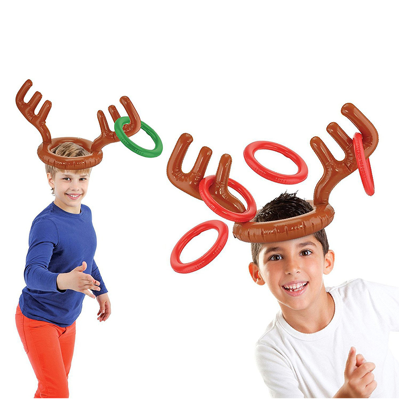 Juldekorationer uppblåsbar julren Antlerhatt Ring Deer Balloon Christmas Party Game Holiday Toss Circle Gaming uppblåst barn Toy 220901