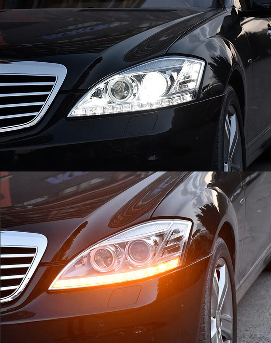 Car Headlights For W221 2006-2009 S300 S400 LED Light Replacement DRL High Beam Lens Daytime Front Headlight