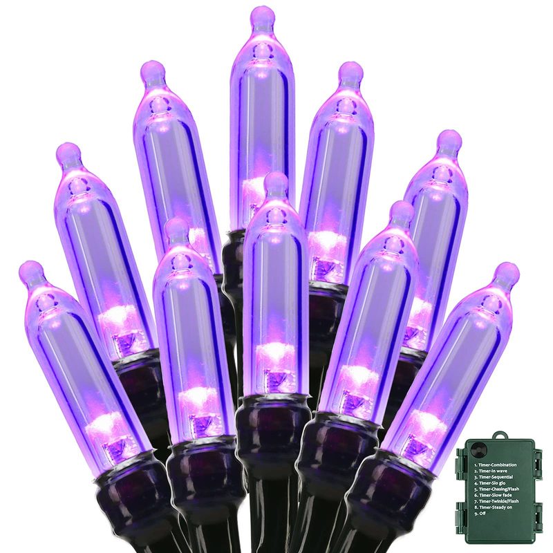 Autres fournitures de fête d'événement violet Halloween lumières extérieur étanche noir fil chaîne Mini jeu de lumière pour Halloween décorations maison noël jardin 220901