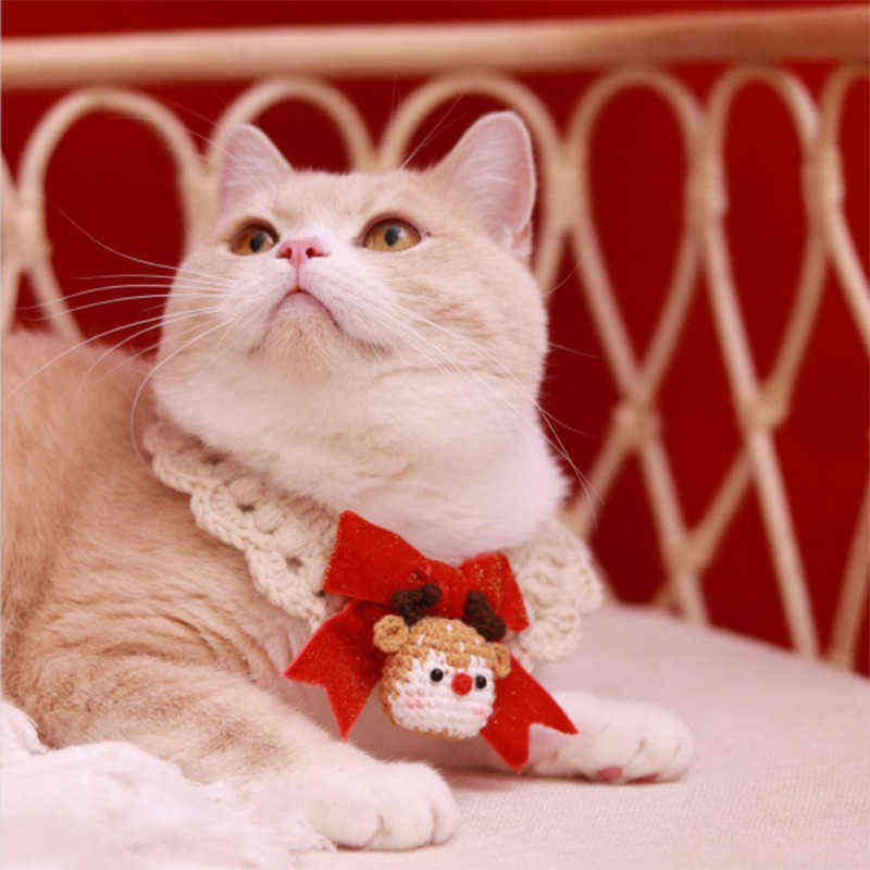 لوازم القطط الأخرى متماسكة قلادة قلادة القوس الحمراء لعيد الميلاد على غرار الفريدة من نوعها الغزلان جرو الجرو القلادة مفتاح الأجراس الملونة القلح حلقة القلطي L220810