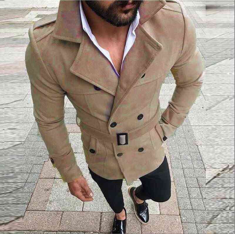 Herenpakken Blazers Fashion Men Wool Jacket Herfst Winter Rapel Dubbele knop Windscheiding Wol Jacket Riem Koude weerstand Midden-lange overjas Men L220902