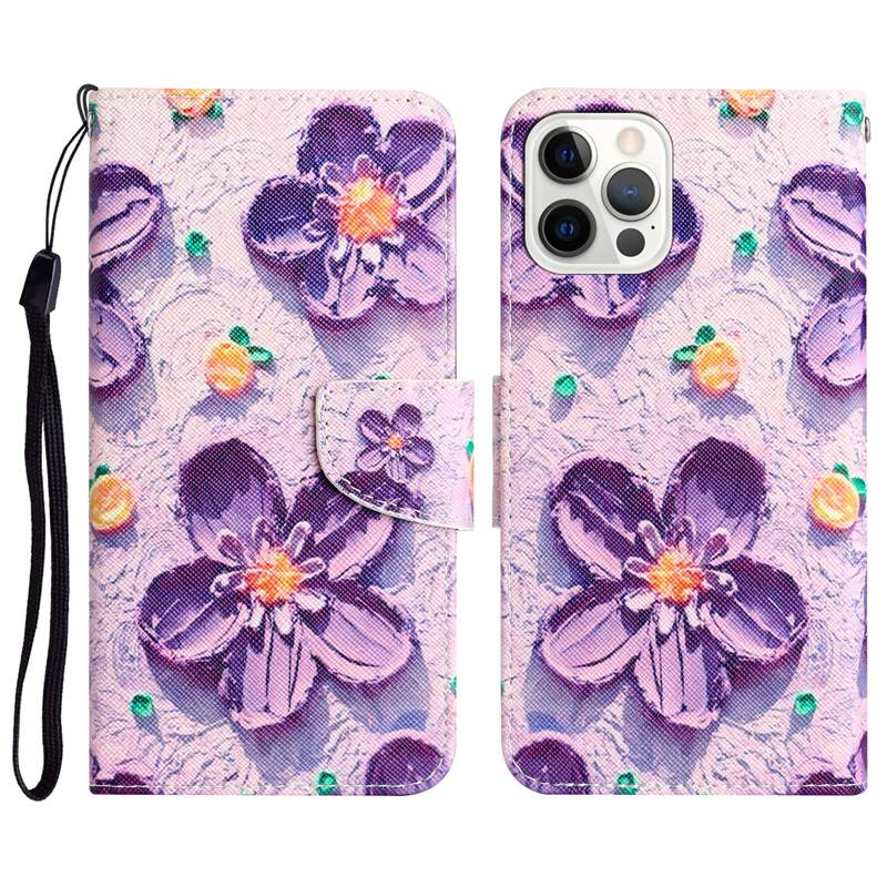 Fashion Flower Farterfly Leather Plånbok Fall för iPhone 15 14 Pro Max 13 12 11 XS XR X 8 7 Print Cat Tiger Bow Cartoon Card slot Holder Flip Cover Pouch Smart Phone Pouch