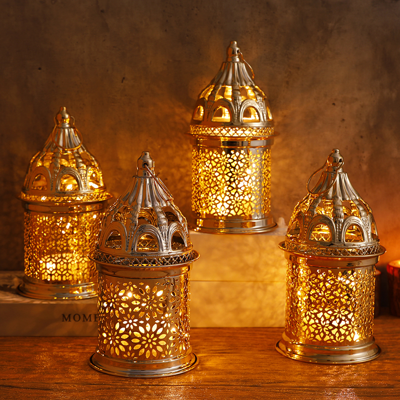 Other Event Party Supplies Shiny Metal Ramadan Home Decorations Lamps With Music Sing To Eid Mubarak Muslim Gifts Islamic Style Candlestick Light 220901