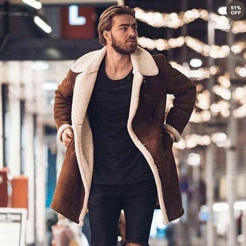 Men's Suits Blazers Men Wool 2022 Fashion Fur Fleece Blends Brown Coat Overcoat Lapel Warm Jacket Outfit Male Boy Warm Clothing L220902