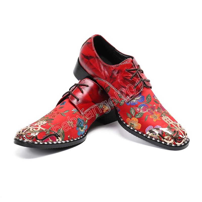 عتيقة الأزهار الحزب الرجال أوكسفورد أحذية أزياء مربع أخمص القدمين ديربي أحذية الذك