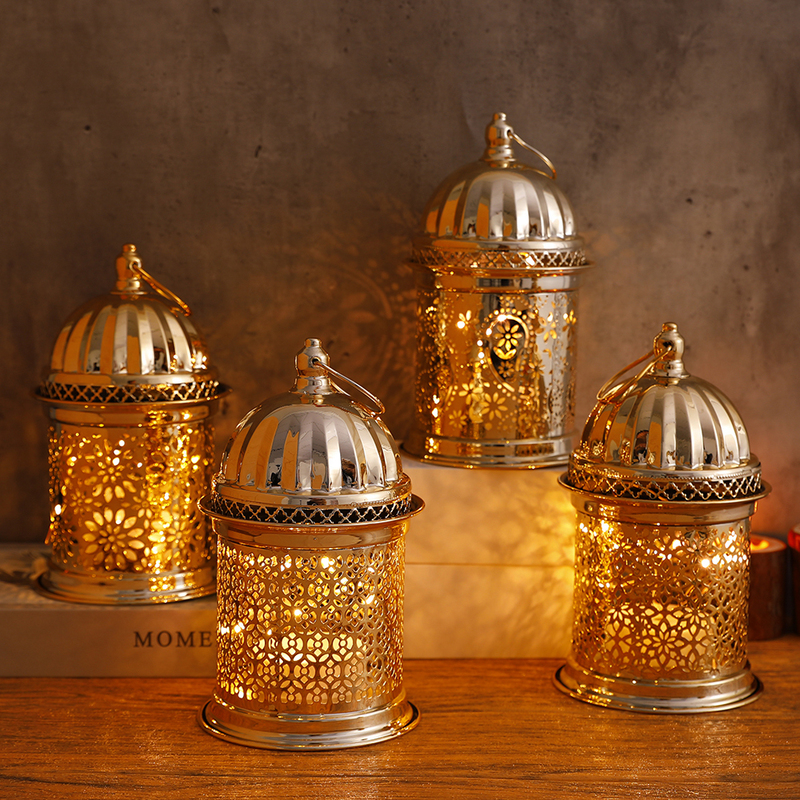 Outros suprimentos de festa do evento Shiny Metal Ramadan Decorações de casa Lâmpadas com música cantar para Eid Mubarak Presentes Muçulmanos Islâmicos Candlestick Light 220901