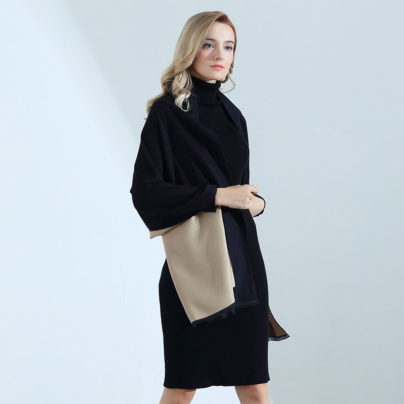 WIND WINTER CASHMERE الأوشحة عالي الجودة على الوجهين اثنين من الألوان الصلبة وشاح شال السميكة دافئة البشمينا بطانية