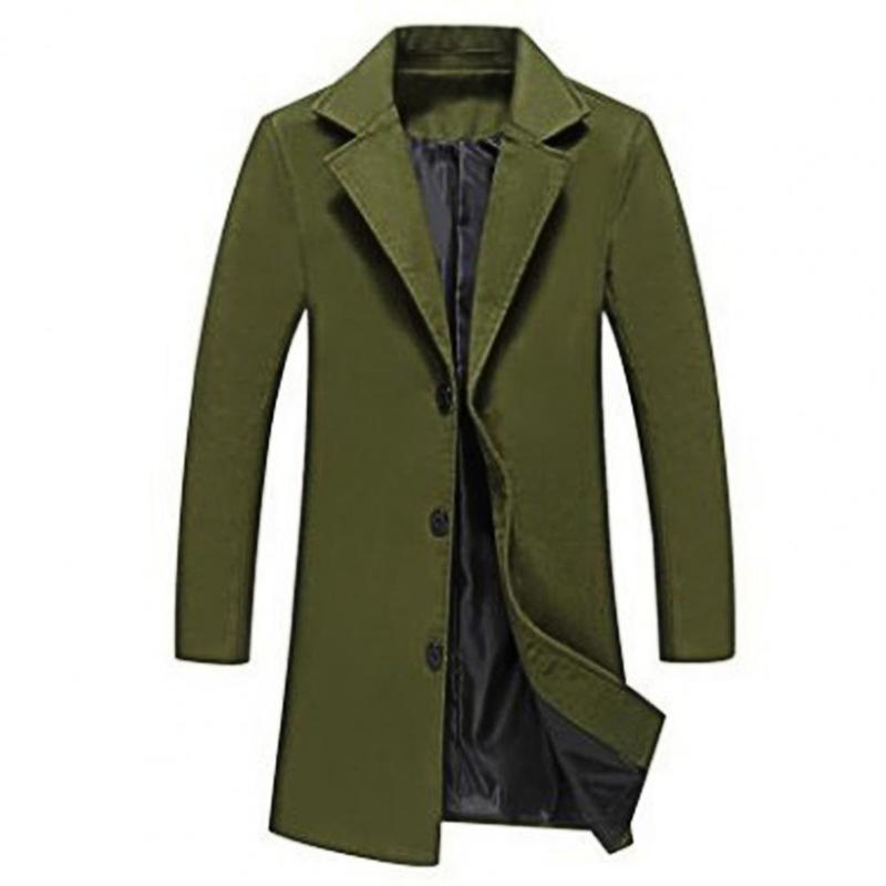 Men's Trench Coats Winter Men Coat Single Breasted Decorative Jacket Easy Match Polyester Keep Warm Male Overcoat for Office Clothing 220902