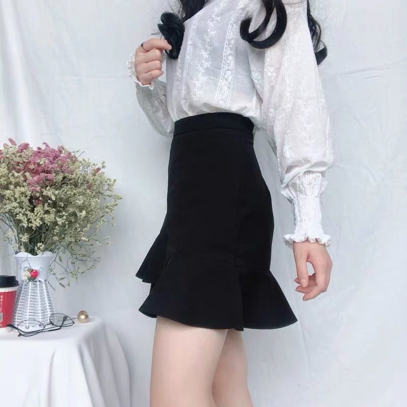 Sukienki swobodne spódnice Kobiety letnie marszczenia w stylu koreański hipskirt smukły mini moda wolny solidny Ulzzang Black Womens Faldas Chic Retro 220902