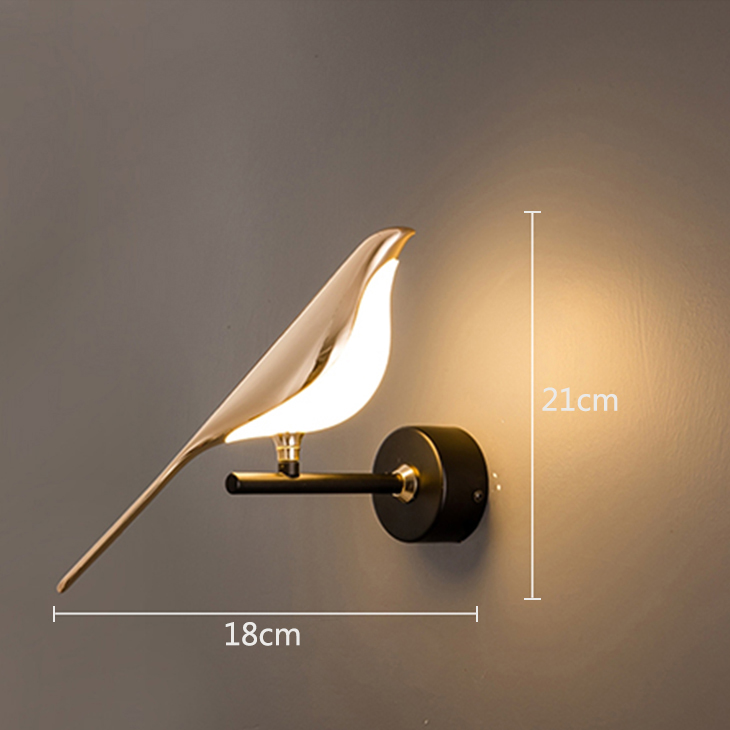 Nordisk modern design Golden Bird LED Wall Lamp Hallway Corridor Stairs Sconce Lamp sovrum Dekorationsbelysning Ljusa fixturer