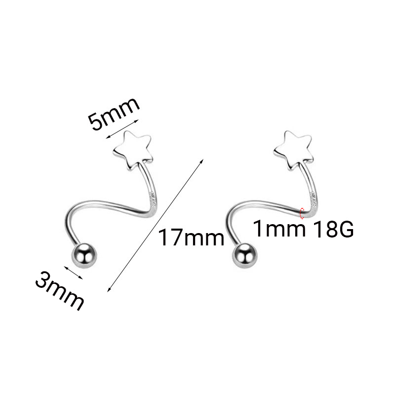 Stud vis en acier boule étoile coeur oreille os boucle rotation vague mini prisonnier boucles d'oreilles pour femme personnalité bijoux