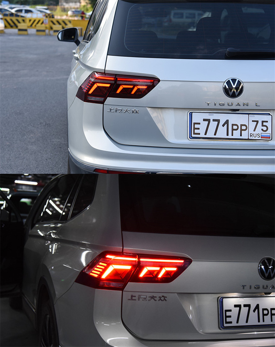 Bilinställning baklyktor för VW Tiguan L 20 16-2021 Sakljusuppgradering 2022 Stil Running Signalbroms Omvänd bakre lighs