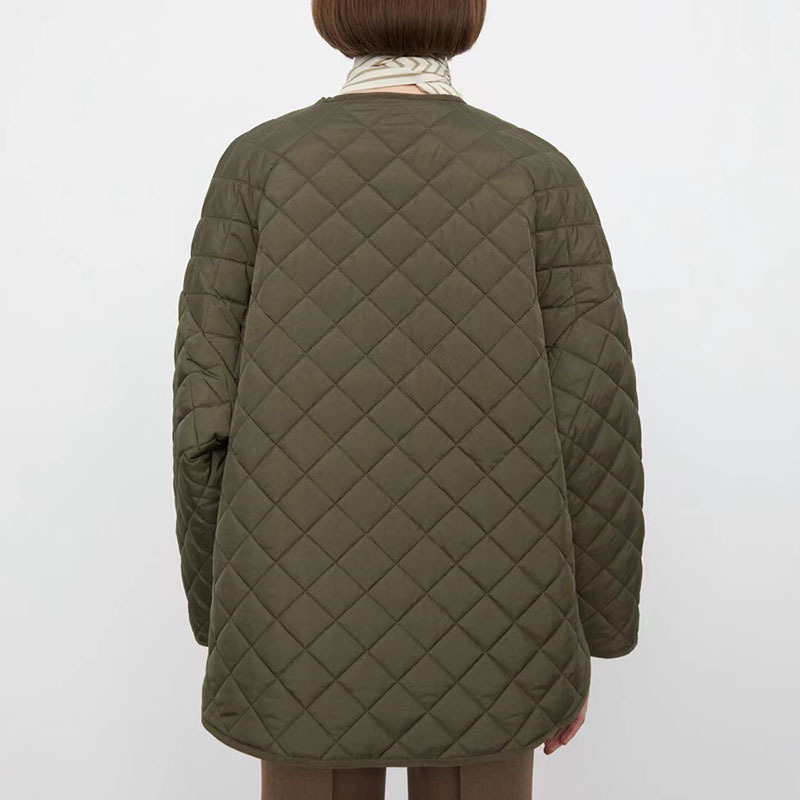 Dames naar beneden parkas dames rhombus plaid katoen overjas korte voorste en lange rug herfst en winter dames groen losse single -breasted warme jas 220902