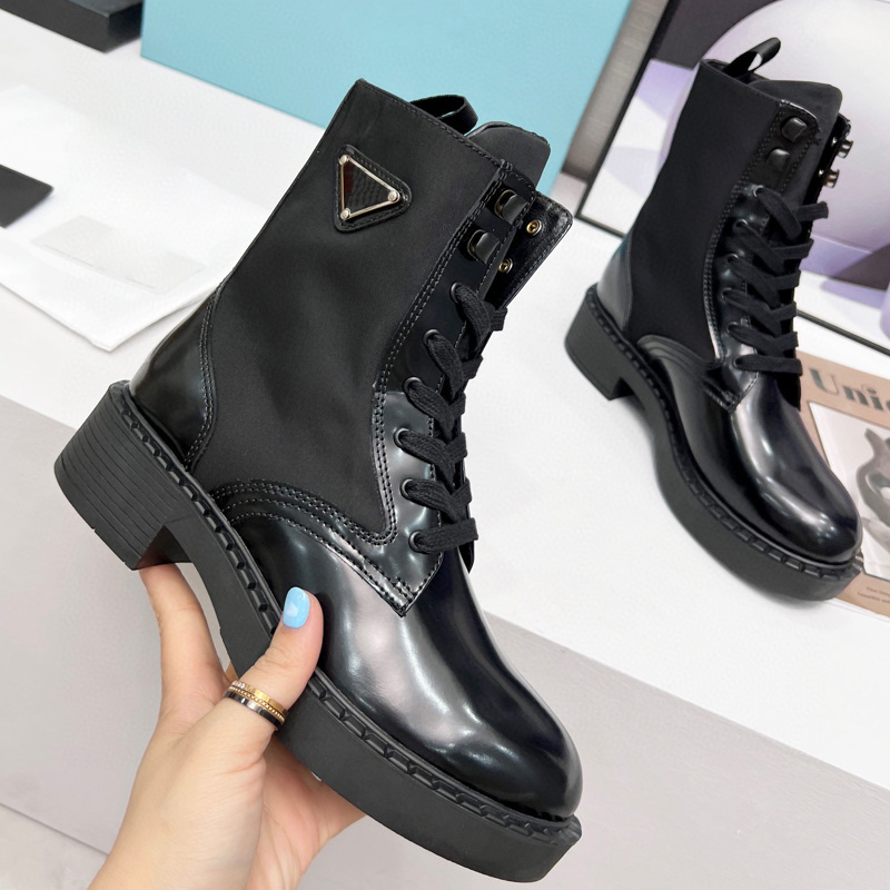 2022 Vrouwenontwerpers Rois Boots Ankle Martin Boots en Nylon Platform Luxury Boot Militaire geïnspireerde Echt lederen gevechtsbouch bevestigd aan de Bozs Box 35-40