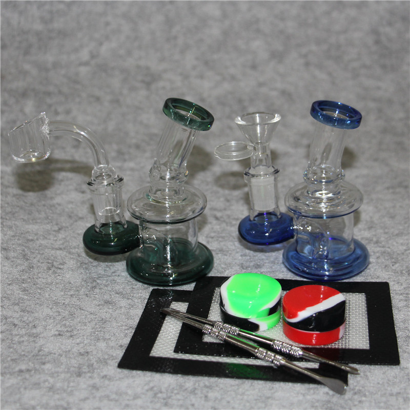 Hopahs Bong Glass Vattenrör röker tillbehör Huvudglas Dab Rig små bongs oljeriggar med 14 mm banger skål dabber silikonbehållare matta