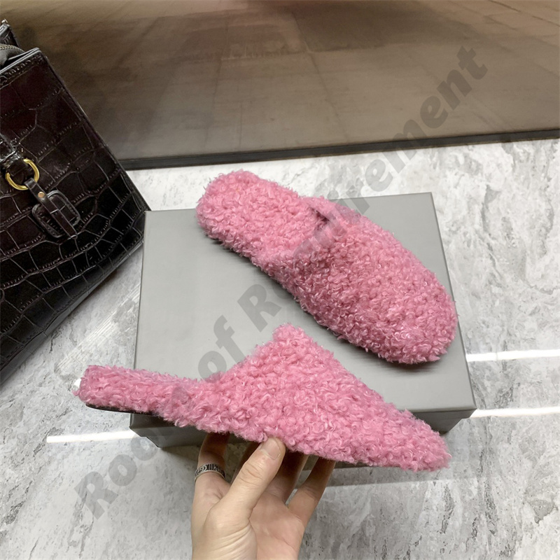 2022 Pantofole pelose Sandali con pantofole morbide e morbide Lettere ricamate Sandalo francese di Parigi Scarpe da donna in peluche antiscivolo nero rosso blu bianco rosa con scatola