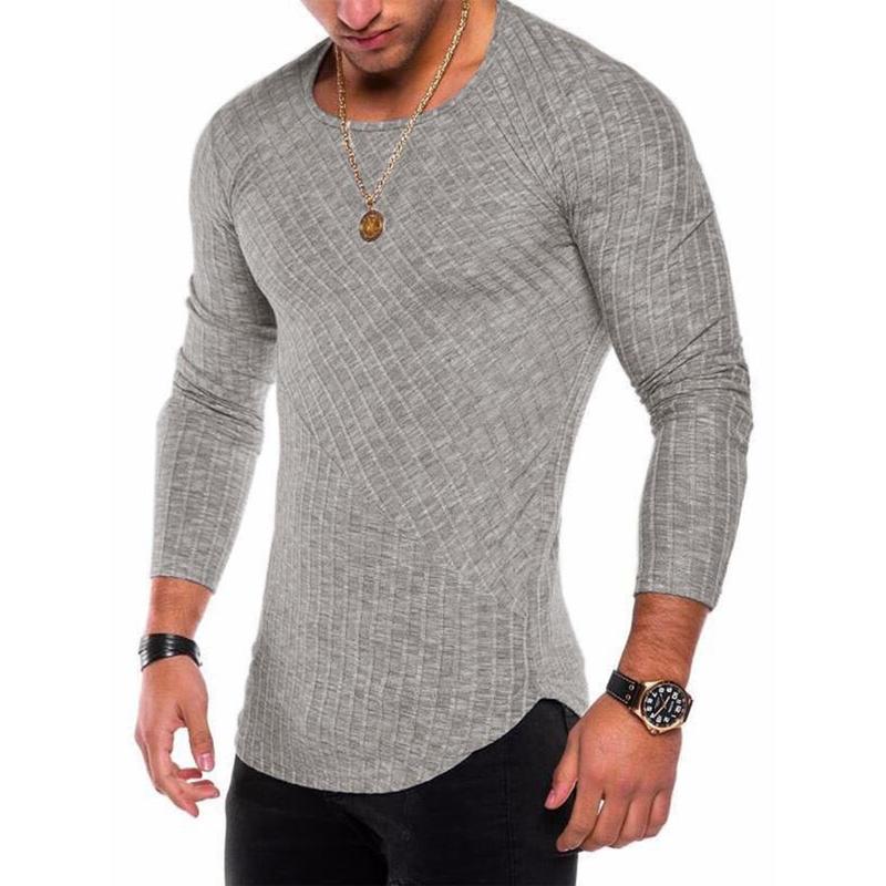 Magliette da uomo i Primavera da uomo T-shirt a maniche lunghe Casual Girocollo a righe Elastico Fit Divertente Streetwear Solido Maglietta Hip Hop Top 220902