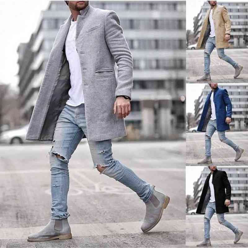 Herenpakken Blazers Zogaa Men Wol Coat Men Midden-Length Boutique Pure Color Business Casual Fur Coat Men High-End Slim Coat Maten-3XL L220902