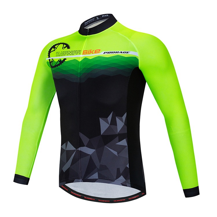 2024 Pro Black Green Mens Winter Cycling Jersey Zestaw Long Rękaw górski