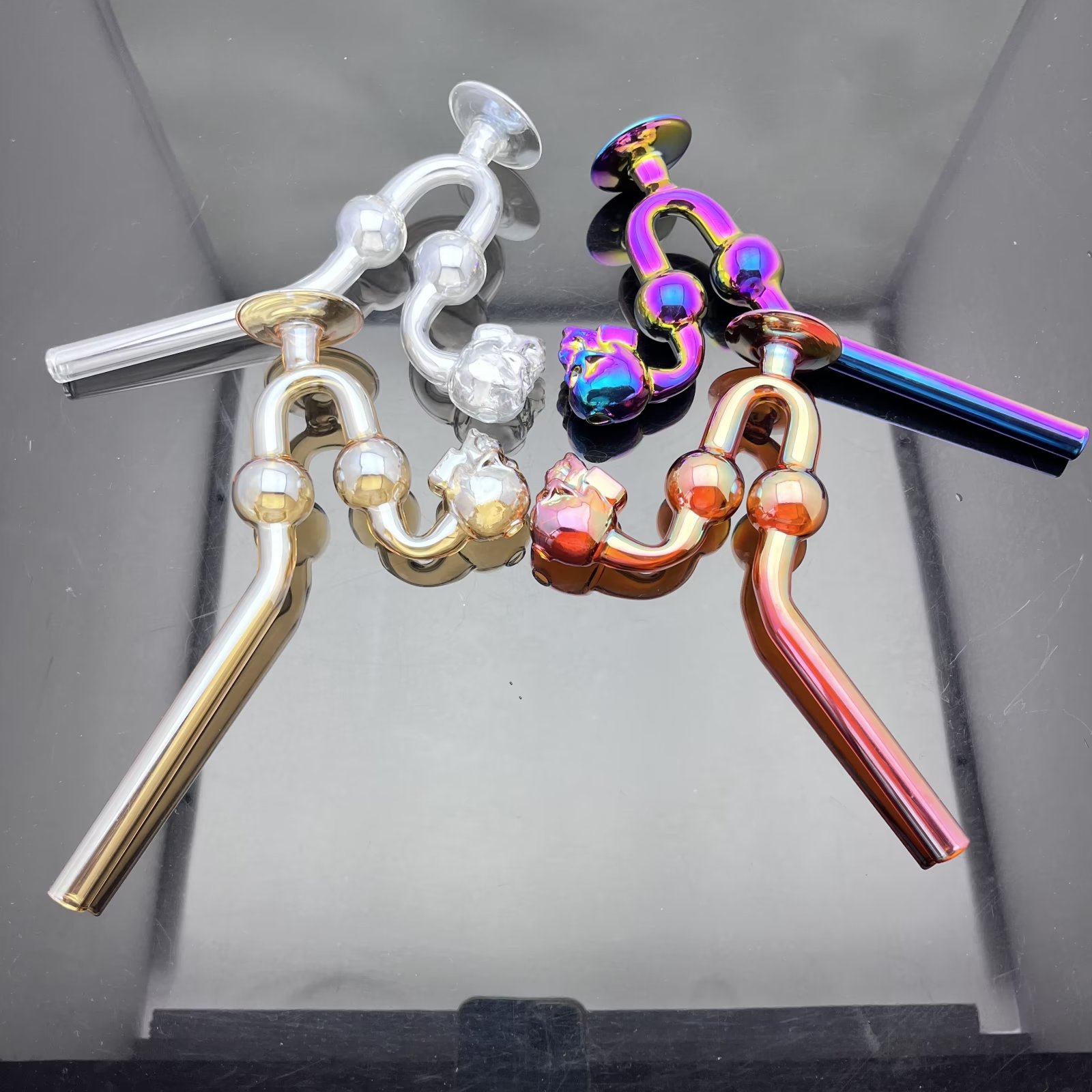 Glass Pipes Smoking Manufacture Hand-blown hookah Classic Electroplated Painted Skeleton Bone Glass Cigarette Pot