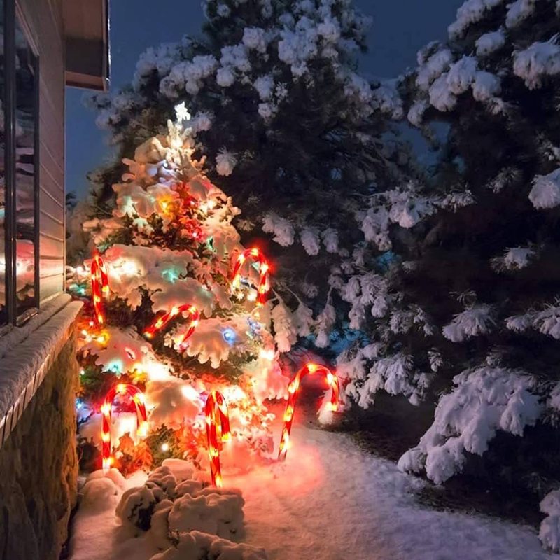 Décorations de Noël Décorations de Noël en plein air Lumières de canne à sucre Ornement d'arbre de Noël Cour extérieure Décor de Noël imperméable et durable 220901