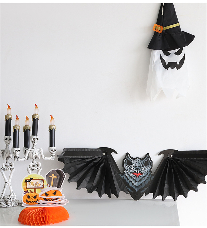 Decoración de fiesta Honeycomb Bat Colgante de papel Decoración de Halloween Araña Papel tridimensional DIY Panal Calabaza para el adorno de fiesta en casa 220908