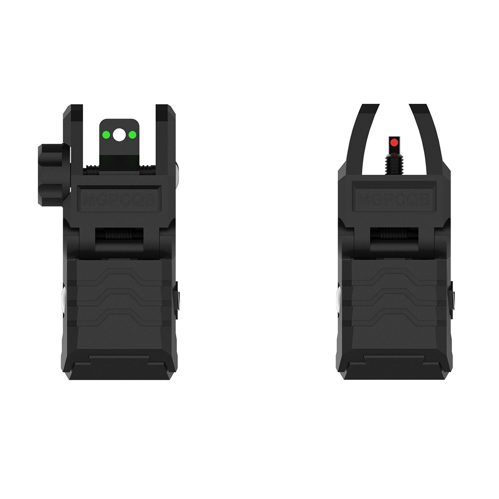 Upgraded MGPCQB Fiber Scope Armor Gen 1 Back-Up Front and Rear Folding Sights Flip Up Red Green Fiber Sight for M4 AR15 fit 20mm Picatinney Weaver Rail