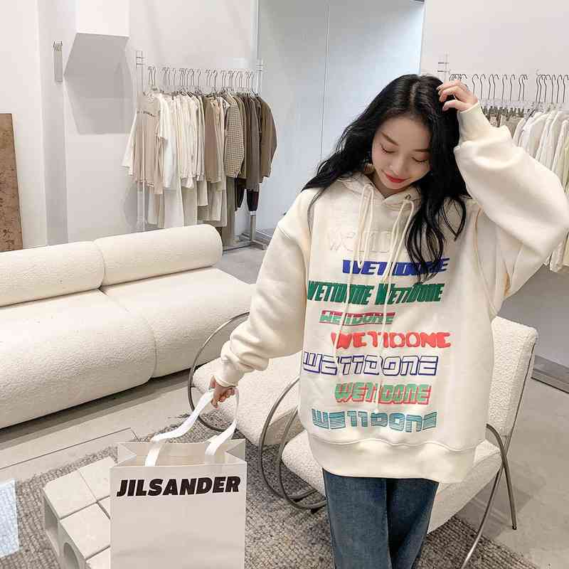 Heren Hoodies Sweatshirts 2022 We11Done Hoodies Rainbow Letter Barrage Print Hooded Losse Sweatshirt Oversized Men Women Welldone Velvet Casual pullover T220901