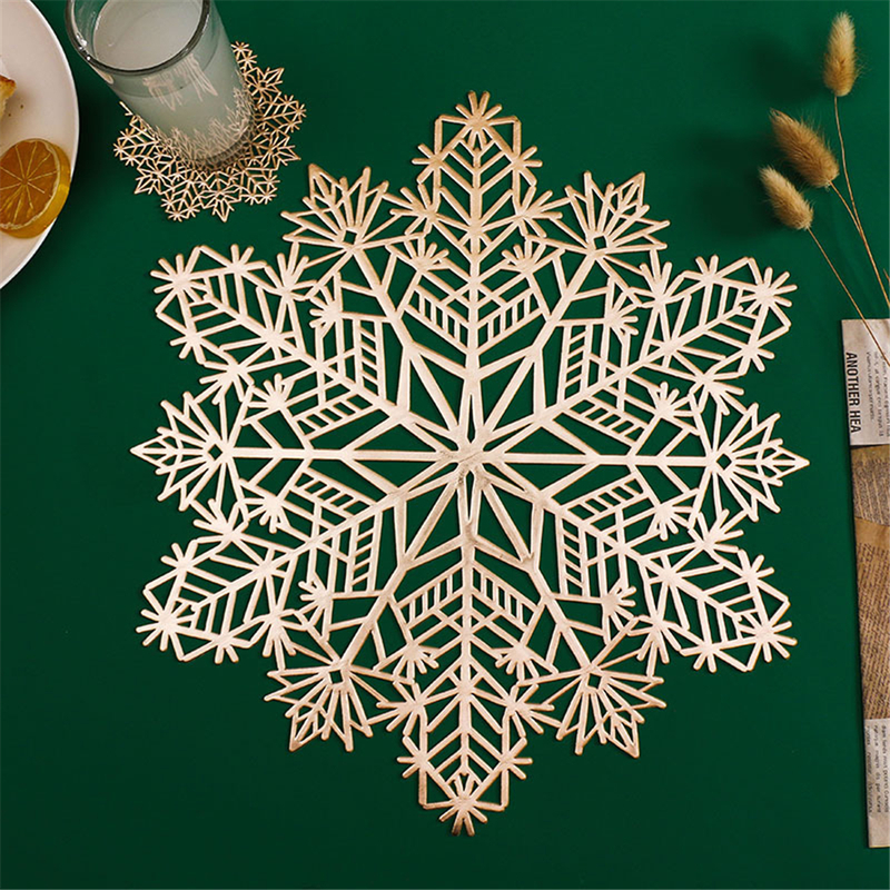 Other Event Party Supplies Christmas Decoration Placemats PVC Christmas Snowflake Nonslip And Heatinsulating Table Mats Party Decor Coasters Table Mats 220901