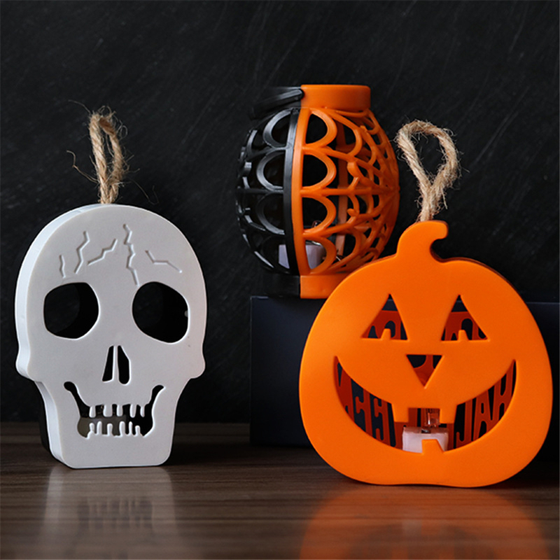 Autres fournitures de fête d'événement Halloween citrouille lanterne Portable petite lampe atmosphère disposition accessoires LED crâne bougie lumière fête décoration de la maison fournitures 220901