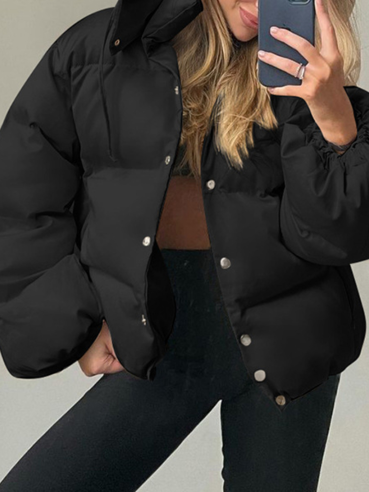 Womens Down Parkas Korean Fashion Casual Crop Winter Jackets Single Breasted Hooded Solid Parkas Women Loose Allmatch Streetwear Aesthetic Coats 220902