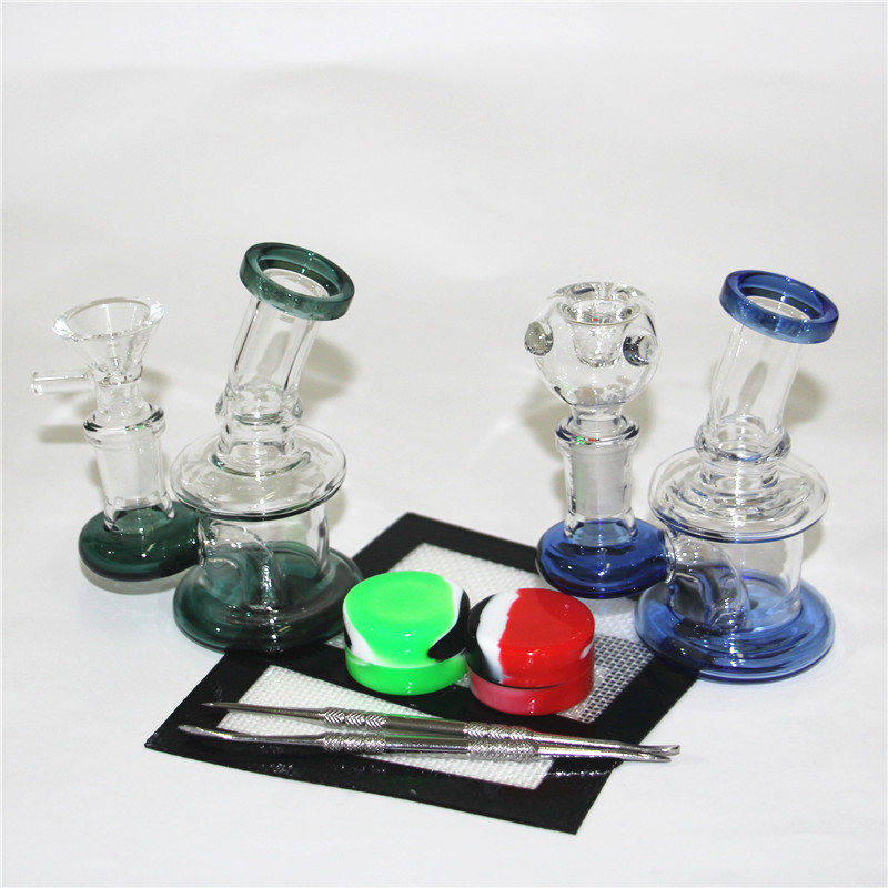 Glazen Bong Dab Oil Rig Bubbler Hookah Dikke beker Mini glazen waterpijp met 14 mm Bowl Quartz Banger Dabber Tool