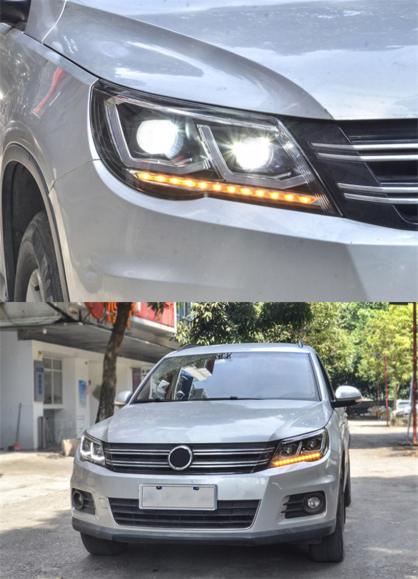 2 adet araba ışıkları Tiguan için Parçalar 2012-20 16 ila 2022 Tip Çift L kafa lambaları LED far LED çift projektör facelift