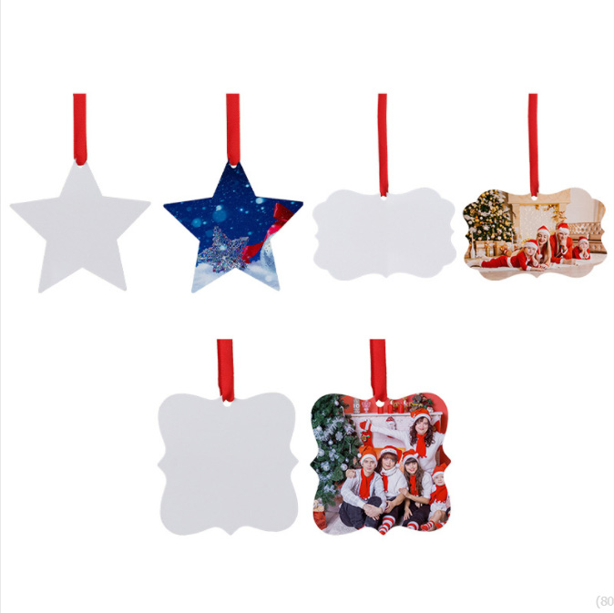 Pour Noël Ornement Blanc Imprimante Fournitures Sublimation Métal Aluminium DIY Personnalisez votre image 100 pièces lot213e