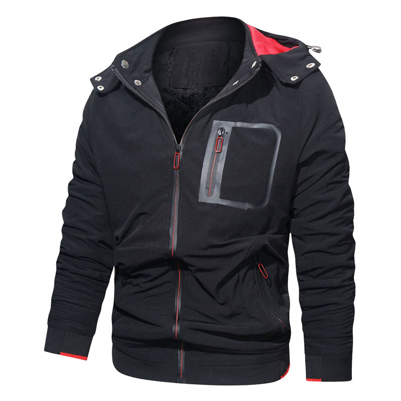 Herren Jacken Herbst Lässige Winddichte Jacken Männer Winter Fleece Mäntel Militär Oberbekleidung Mit Kapuze Bomber Jacke Herren Solide Zipper Outwear 220902