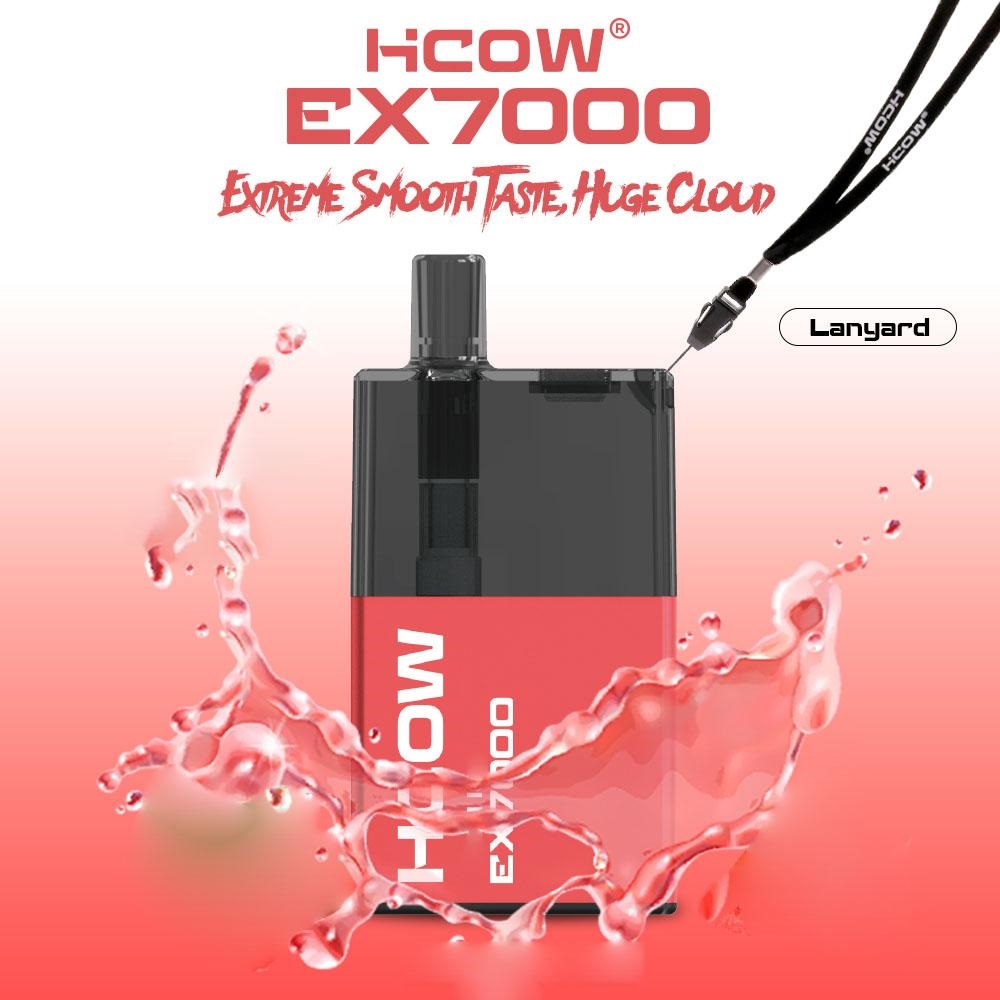 HCOW Extreme 7000 Pushs Vape e cigarro descartável e 15 ml de malha pré-preenchida Vapes Pen 0%2%5%N carregamento USB Tipo C Porta colorida RGB Light Authentic Wholesale