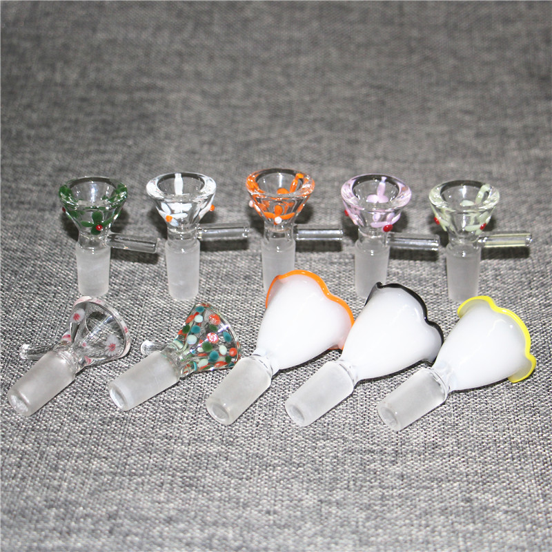 Wholesale Hookah 14mm Heady Glass Slides Bowl Pieces Wig Wag dry herb Holder bowls Glass Water Pipes Ash Catcher Bubbler Dab Rigs