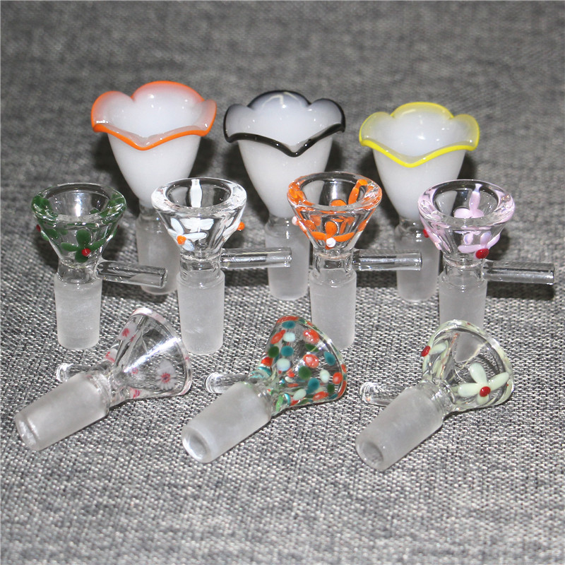 Wholesale Hookah 14mm Heady Glass Slides Bowl Pieces Wig Wag dry herb Holder bowls Glass Water Pipes Ash Catcher Bubbler Dab Rigs