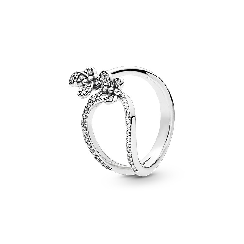 Sparkling Butterfly Open Rings 925 Sterling Silver Women Wedding Jewelry for Pandora Girl Gift Ring Set With Original Box CZ Diamond