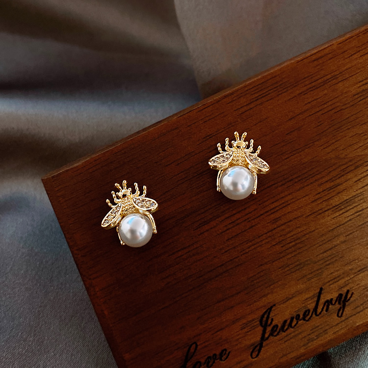Stud Trendy Simple et luxueux perle boucle d'oreille charme dame design sens abeille insectes boucles d'oreilles bijoux pour femmes filles fête mariage G175u