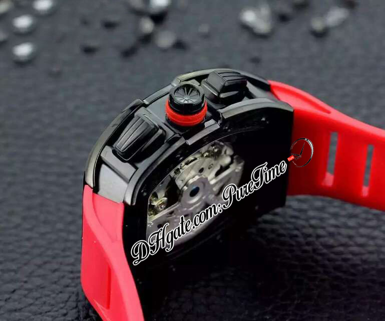 2022 11-01 A21J Automatyczne męskie zegarek Pvd stal All Black Skeleton Dial Big Date Red Guma Pasek 6 Style zegarki Pureteim F6