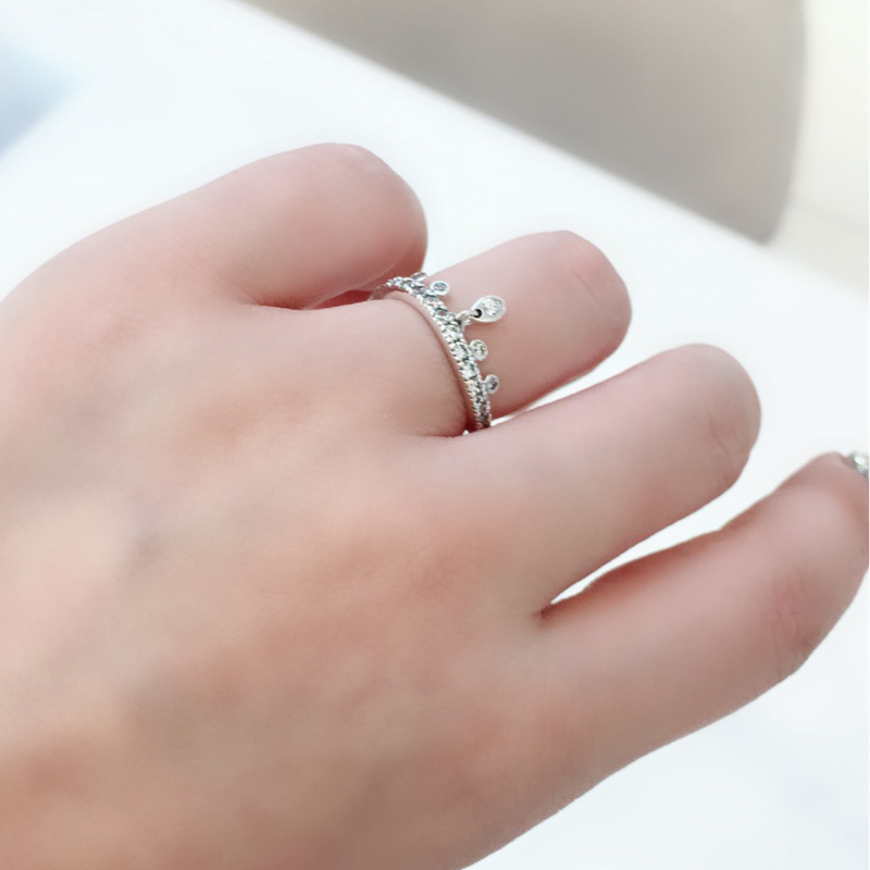 Anillo de boda con colgante de corazón de amor de diamante CZ para mujer, regalo de plata de ley 925, joyería para anillos de compromiso pandora con caja Original