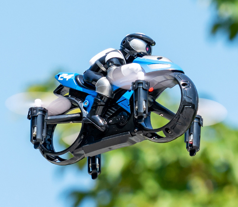 2 في محاكاة واحدة من الدراجات النارية RC مع كاميرا عالية الدقة Kids Toys التحكم عن بُعد سيارات قابلة للتحويل Quadcopter Drone Electric Aircrafts Dual Mod