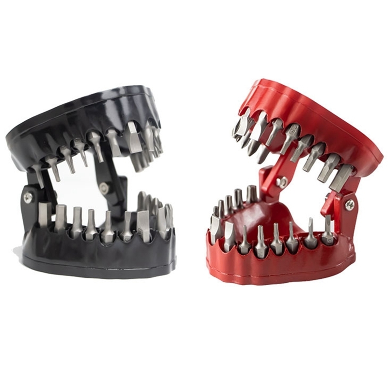 Decorative Objects Figurines Funny Denture Drill Bit Holder Teeth Model Design Screwdriver With 28 s Fits 1/4 Inch Hex and Drive Adapter Tools 220902