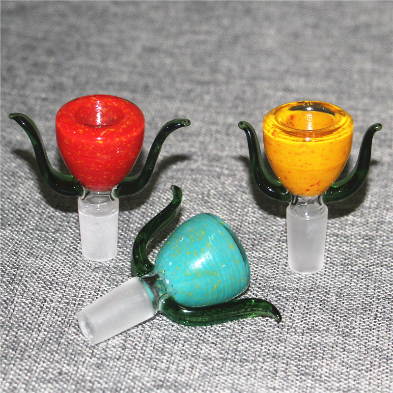 Hookahs Colorful Flower Glass Bowls 14mm 18mm Male Female Smoking Bowls Piece For Water Pipes Dab Rigs Bongs Smoke Accessories